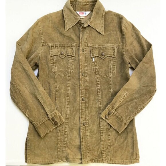 1970s Levi's Brown Corduroy Jacket Adult Medium Western Pocket Cut Yoke Vintage